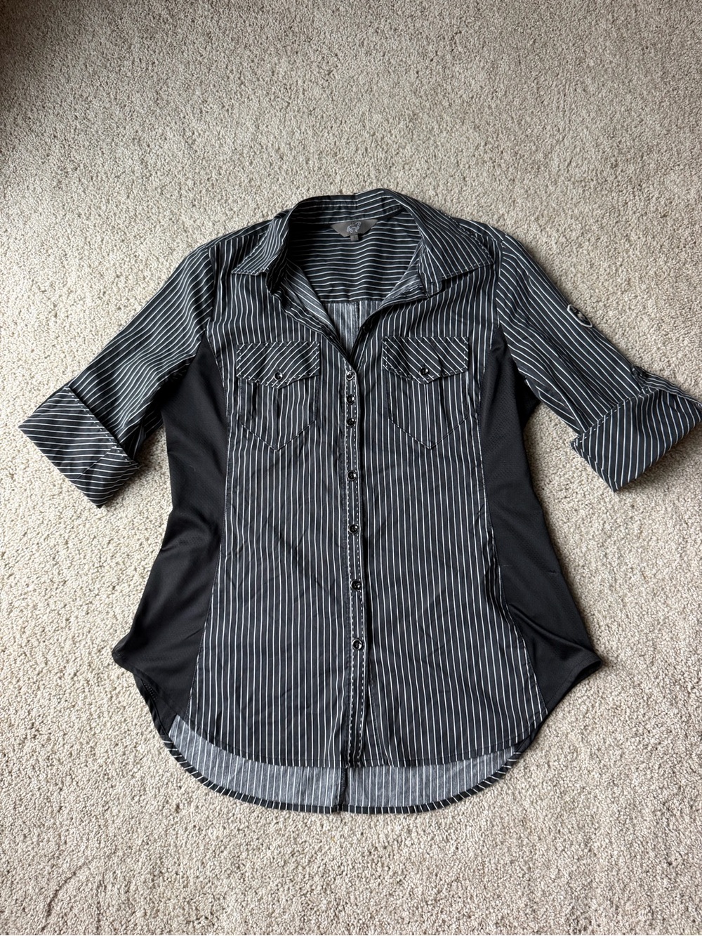 Goode Rider pin stripe 3/4 sleeve ladies large
